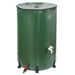   Esővízgyűjtő hordó, Strend Pro Garden CRB50, zöld, 500 l, kör alakú, összecsukható, két csappal, erősített PVC, cipzáras tető szűrőhálóval, magasság: 98 cm, átmérő: 88 cm