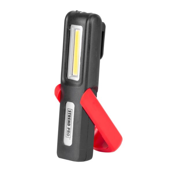 Munkalámpa, Strend Pro Worklight CWL1110, fekete, COB + XPE LED, 200 lm, 1200 mAh, akkumulátoros, USB töltés, mágneses, IPX4 fröccsenésálló