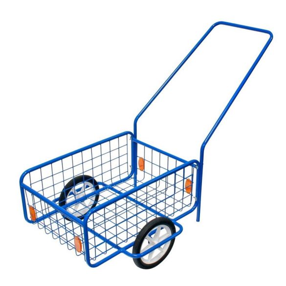 Kétkerekű kocsi, RDV 3 / Popular 3, kék, 61,8 x 41,8 x 23,2 cm, 50 kg teherbírás, 23 cm tömör kerekek, acélcső váz, kivehető fogantyú