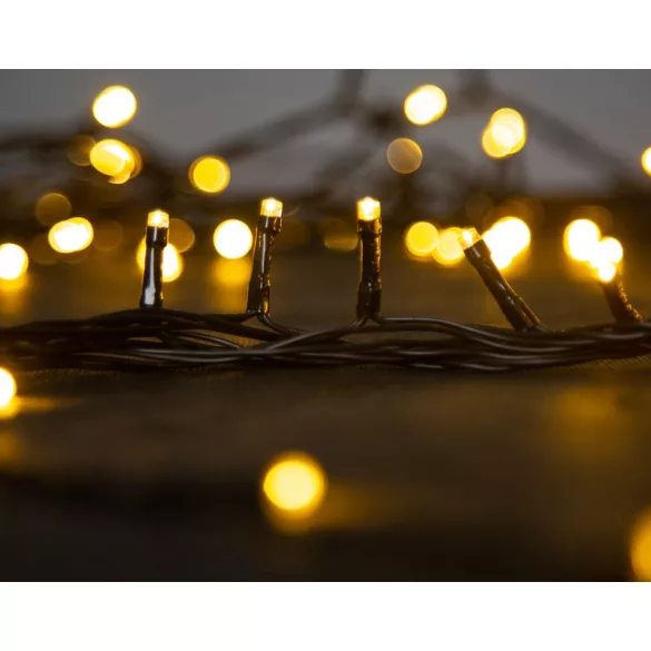 LED fényfüzér, MagicHome Vianoce Multi-Connect Star line, 10 m, 120 db LED, melegfehér, kültéri, IP44, tápegység nélkül, fekete kábel
