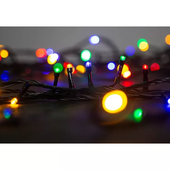 LED fényfüzér, MagicHome Vianoce Multi-Connect Star Line, 10 m, 120 db LED, sokszínű, kültéri, IP44, fekete kábel, tápegység nélkül