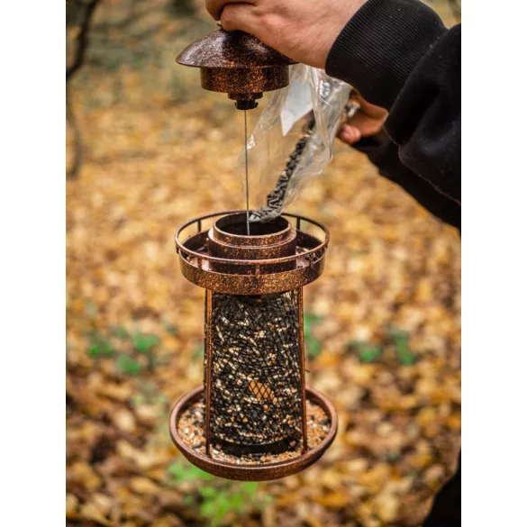 Madáretető, Strend Pro Garden, fekete, 32 x 17 cm, 950 ml, műanyag, fém rács
