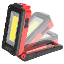   Munkalámpa, Strend Pro MWL539, fekete/piros, 12,5 × 5,5 × 3,8 cm, COB LED 100 + 250 lm, 2200 mAh, USB töltés, akkumulátoros, 4 üzemmód