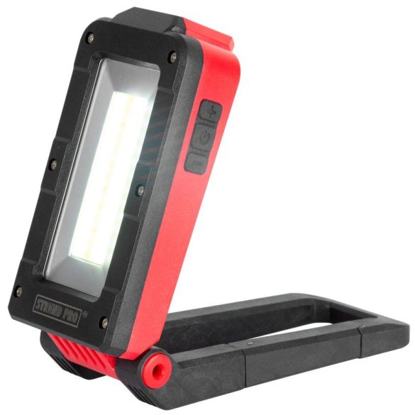 Munkalámpa, Strend Pro MWL539, fekete/piros, 12,5 × 5,5 × 3,8 cm, COB LED 100 + 250 lm, 2200 mAh, USB töltés, akkumulátoros, 4 üzemmód