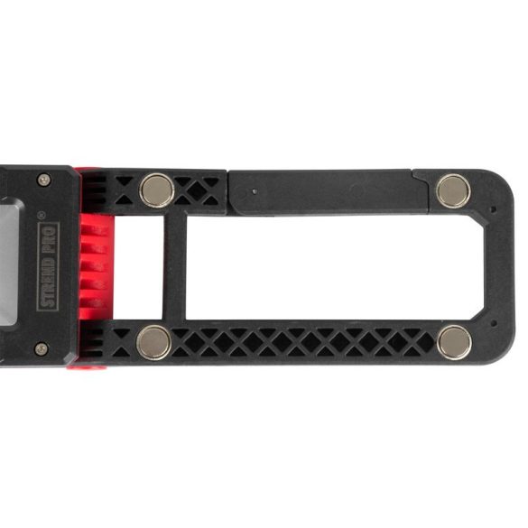 Munkalámpa, Strend Pro MWL539, fekete/piros, 12,5 × 5,5 × 3,8 cm, COB LED 100 + 250 lm, 2200 mAh, USB töltés, akkumulátoros, 4 üzemmód