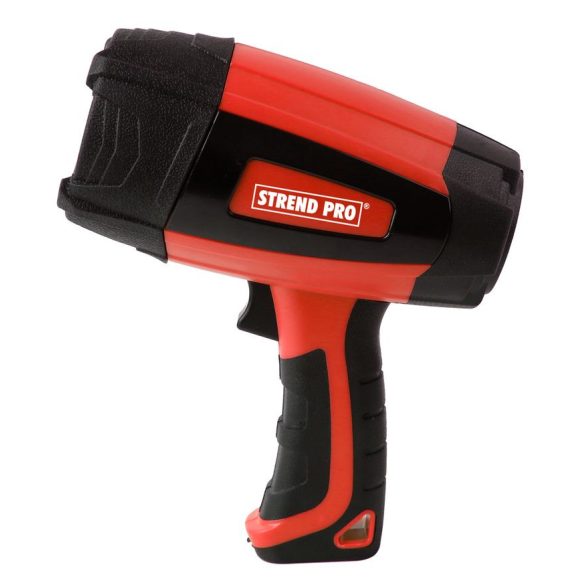 Zseblámpa, Strend Pro Spotlight PLR753, fekete/piros, 32 x 24 x 14 cm, 400 lm, 300 m hatótávolság, 2,5 óra üzemidő, XPG LED, akkumulátoros, USB töltés