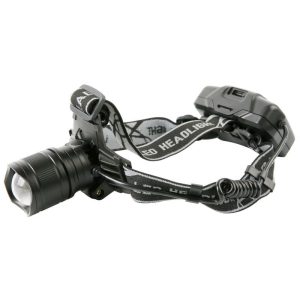 Fejlámpa, Strend Pro Headlight H4019, fekete, XHP70 LED, 10 W, 2000 lm, zoom, IP43, alumínium, akkumulátoros, 3 x 2000 mAh, USB töltés, 300 m hatótáv