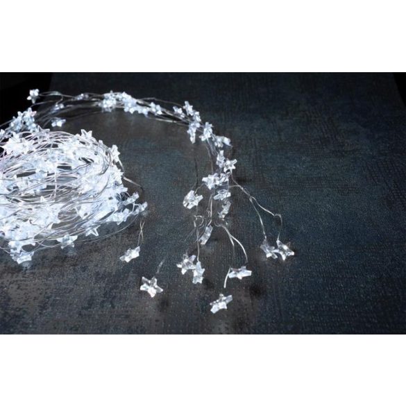 LED fényfüzér, MagicHome Vianoce Twisted Stars 180S, 180 db LED, 200 cm, hidegfehér, egyszerű világítás, kültéri, átlátszó kábel, 300 cm tápkábel