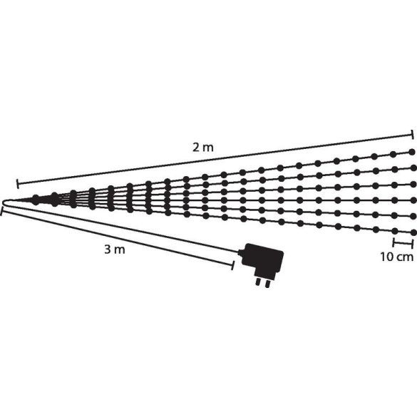 LED fényfüzér, MagicHome Vianoce Twisted Stars 180S, 180 db LED, 200 cm, hidegfehér, egyszerű világítás, kültéri, átlátszó kábel, 300 cm tápkábel