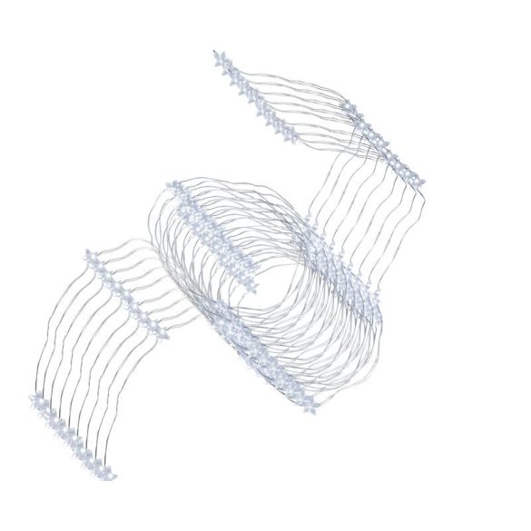 LED fényfüzér, MagicHome Vianoce Twisted Stars 180S, 180 db LED, 200 cm, hidegfehér, egyszerű világítás, kültéri, átlátszó kábel, 300 cm tápkábel