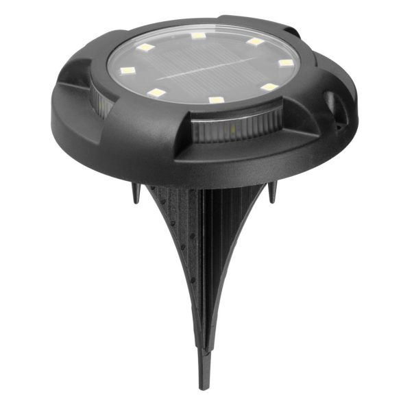 Napelemes talajlámpa, Strend Pro Garden Crater, fekete, 11 × 14 cm, 2 db, 12 SMD LED, hidegfehér fény, vízálló, kültéri