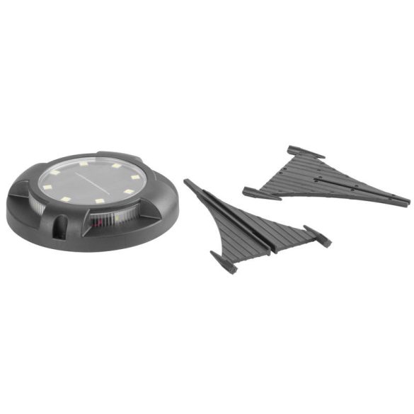 Napelemes talajlámpa, Strend Pro Garden Crater, fekete, 11 × 14 cm, 2 db, 12 SMD LED, hidegfehér fény, vízálló, kültéri