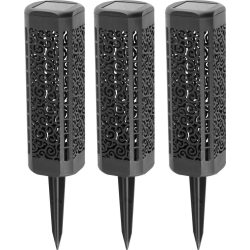   Napelemes kerti lámpa, Strend Pro Garden Kang, fekete, 31 cm, 1 LED, melegfehér fény, vízálló, 3 db