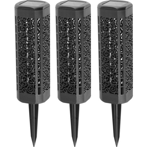 Napelemes kerti lámpa, Strend Pro Garden Kang, fekete, 31 cm, 1 LED, melegfehér fény, vízálló, 3 db