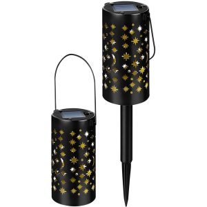 Napelemes kerti lámpa, Strend Pro Garden Yildun, fekete, 41 cm, 1 LED, melegfehér fény, vízálló, 2 db, földbe szúrható