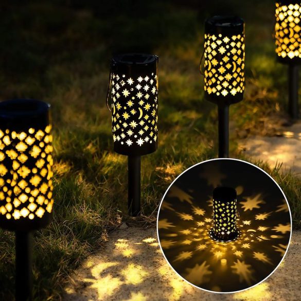Napelemes kerti lámpa, Strend Pro Garden Yildun, fekete, 41 cm, 1 LED, melegfehér fény, vízálló, 2 db, földbe szúrható
