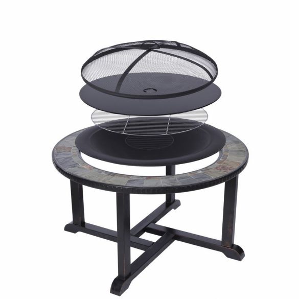 Strend Pro Grill fém tűzrakóhely 4 székkel - 105x75cm
