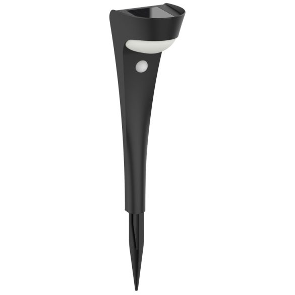 Napelemes kerti lámpa, Strend Pro Garden, fekete, 10,2 x 13 x 52,5 cm, 1 LED, mozgásérzékelővel, 3 m érzékelési távolság, melegfehér fényű, akkumulátoros