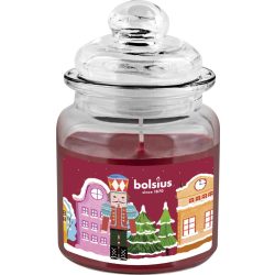   Illatgyertya, Bolsius, Diótörő, 79 x 129 mm, sült alma és fahéj illat, üveg tégely, 32 óra égési idő