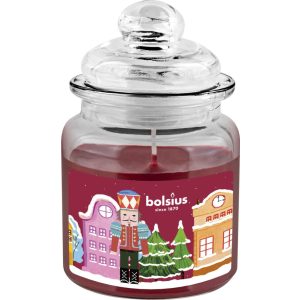 Illatgyertya, Bolsius, Diótörő, 79 x 129 mm, sült alma és fahéj illat, üveg tégely, 32 óra égési idő