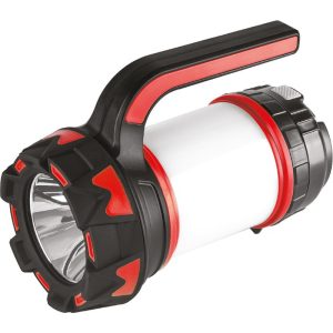 Kempinglámpa, Strend Pro Spotlight SLR135, 16,7 × 12 × 9,5 cm, 140 + 300 lm, 2 × 1800 mAh, akkumulátoros, USB töltés, 80 m hatótáv, 3 óra üzemidő