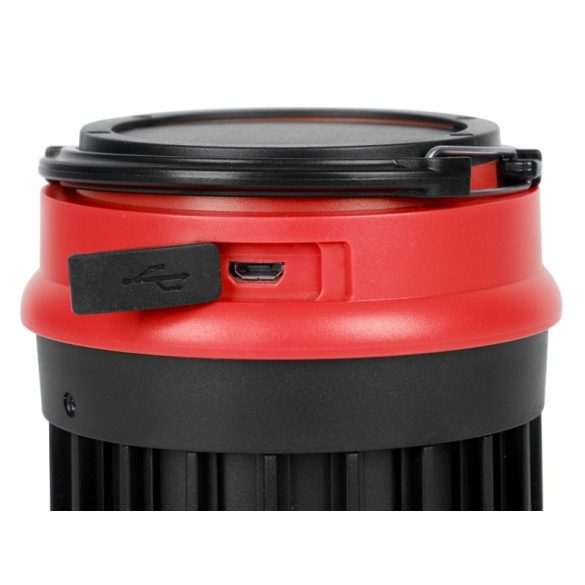 Kempinglámpa rovarcsapdával, Strend Pro, fekete, 15 x 8,6 cm, UV + fehér LED, napelemes, USB töltés, hordozható, ütésálló, vészvilágítás