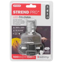   Fejlámpa, Strend Pro Headlight H833, szürke, 100 lm fényerő, 2 W, Cree LED, zoom funkció, 3 világítási mód, 150 m hatótáv, elemes (3 × AAA), ultrakönnyű