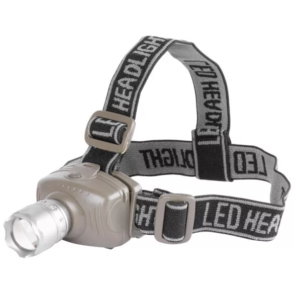 Fejlámpa, Strend Pro Headlight H833, szürke, 100 lm fényerő, 2 W, Cree LED, zoom funkció, 3 világítási mód, 150 m hatótáv, elemes (3 × AAA), ultrakönnyű