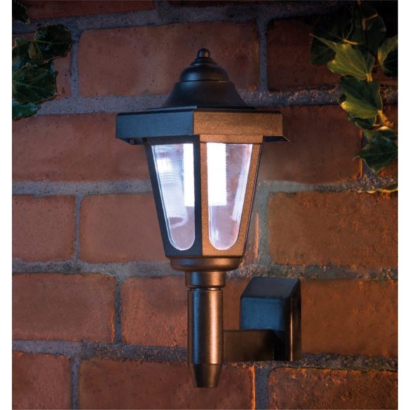 Napelemes fali lámpa, Strend Pro Garden Solar Adria, fekete, 16,5 x 16,5 x 30 cm, 1 LED, akkumulátoros, automatikus kapcsolás