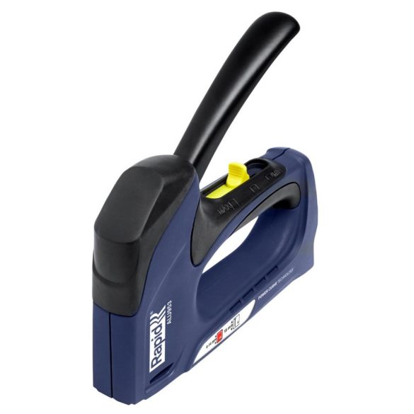 Kézi tűzőgép, szögbelövő, Rapid ALU953, sötétkék, 6-14 mm kapocshossz, 8-15 mm szeghossz, 53-as kapcsokhoz, alumínium burkolat, acél mechanika, kárpitos