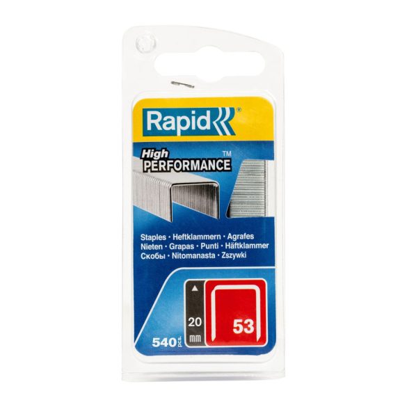 Tűzőgép kapocs, Rapid 53, 53-as kapocs, 20 x 11,4 x 0,75 mm, horganyzott acél, 540 db