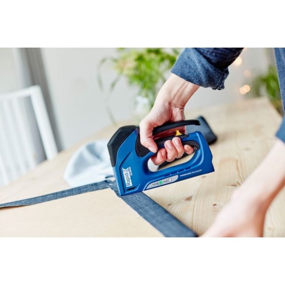 Kézi tűzőgép, szögbelövő, Rapid ALU940, sötétkék, 6–14 mm kapocshossz, 8-15 mm szeghossz, 140-es kapcsokhoz, alumínium burkolat, acél mechanika, kárpitos