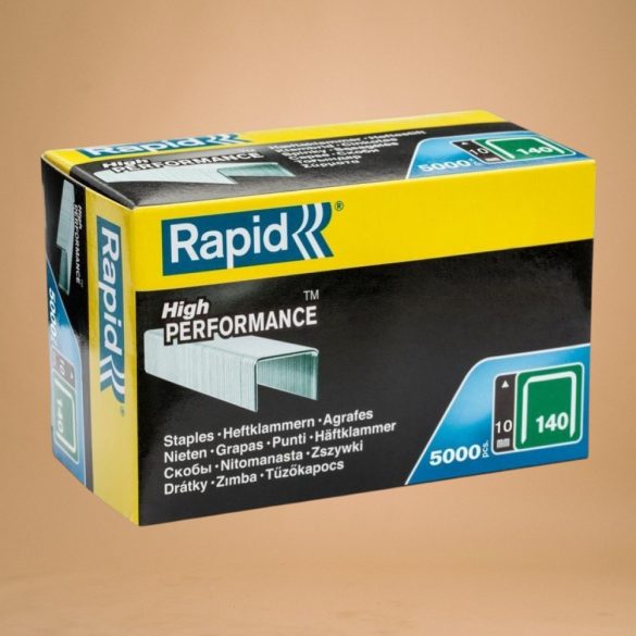 Tűzőgép kapocs, Rapid 140, 140-es kapocs, 10 x 10,6 x 1,3 mm, horganyzott acél, 5000 db