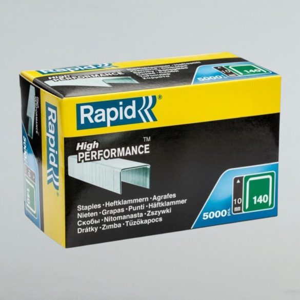 Tűzőgép kapocs, Rapid 140, 140-es kapocs, 10 x 10,6 x 1,3 mm, horganyzott acél, 5000 db