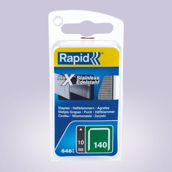 Tűzőgép kapocs, Rapid 140, 140-es kapocs, 10 x 10,6 x 1,3 mm, rozsdamentes acél, 648 db