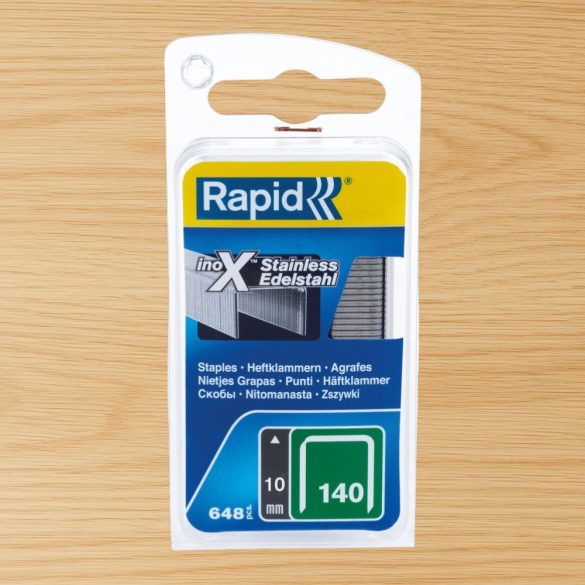 Tűzőgép kapocs, Rapid 140, 140-es kapocs, 10 x 10,6 x 1,3 mm, rozsdamentes acél, 648 db