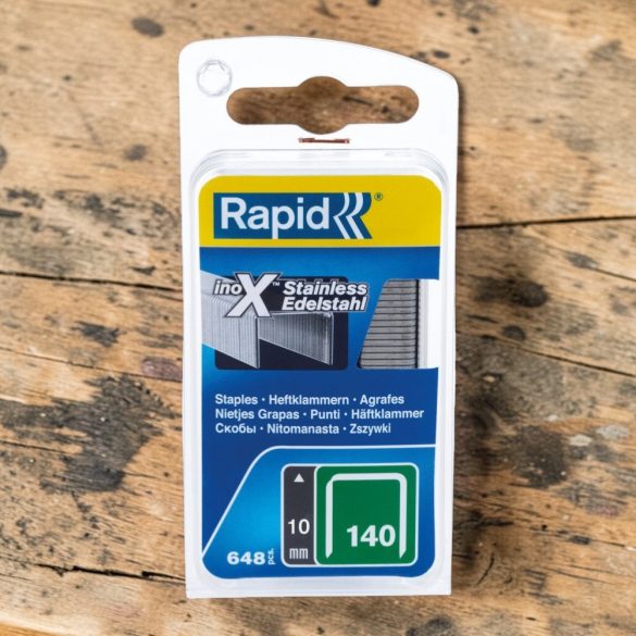 Tűzőgép kapocs, Rapid 140, 140-es kapocs, 10 x 10,6 x 1,3 mm, rozsdamentes acél, 648 db