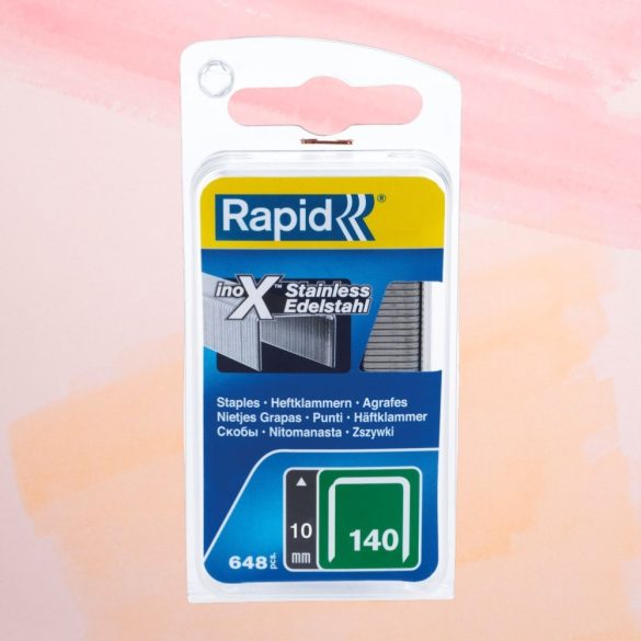 Tűzőgép kapocs, Rapid 140, 140-es kapocs, 10 x 10,6 x 1,3 mm, rozsdamentes acél, 648 db