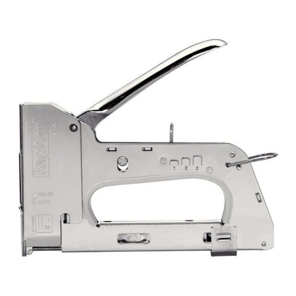 Kézi tűzőgép, Rapid R36, ezüst, 10-14 mm kapocshossz, 36-os kapcsokhoz, acél burkolat, acél mechanika, kábelrögzítő