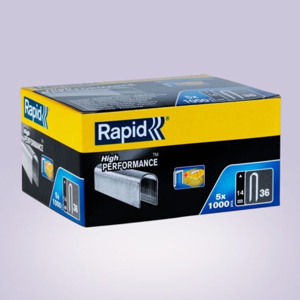 Tűzőgép kapocs, Rapid 36 DP, kábelrögzítő, 36-os kapocs, 14 x 7,7 x 1,3 mm, maximum 6 mm átmérőjű kábelekhez, galvanizált acél, 5000 db