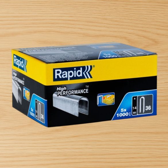 Tűzőgép kapocs, Rapid 36 DP, kábelrögzítő, 36-os kapocs, 14 x 7,7 x 1,3 mm, maximum 6 mm átmérőjű kábelekhez, galvanizált acél, 5000 db