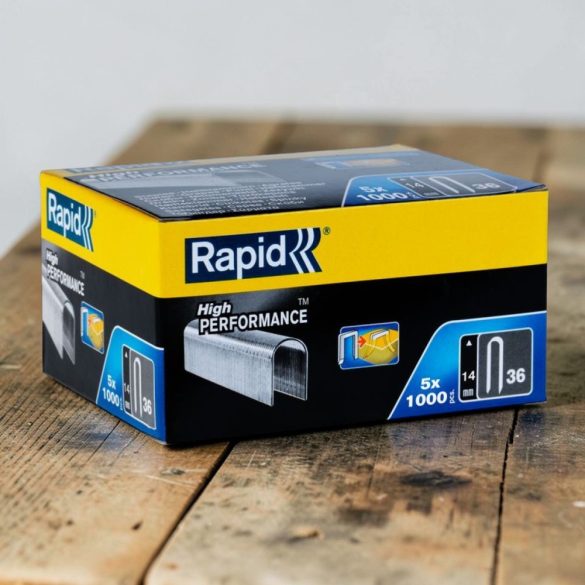 Tűzőgép kapocs, Rapid 36 DP, kábelrögzítő, 36-os kapocs, 14 x 7,7 x 1,3 mm, maximum 6 mm átmérőjű kábelekhez, galvanizált acél, 5000 db