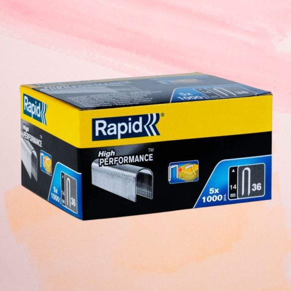 Tűzőgép kapocs, Rapid 36 DP, kábelrögzítő, 36-os kapocs, 14 x 7,7 x 1,3 mm, maximum 6 mm átmérőjű kábelekhez, galvanizált acél, 5000 db