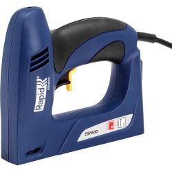   Elektromos tűzőgép, szögbelövő, Rapid ESN 530, sötétkék, 6-14 mm kapocshossz / 8-15 mm szeghossz, 53-as kapcsokhoz, műanyag burkolat, acél mechanika, kárpitos