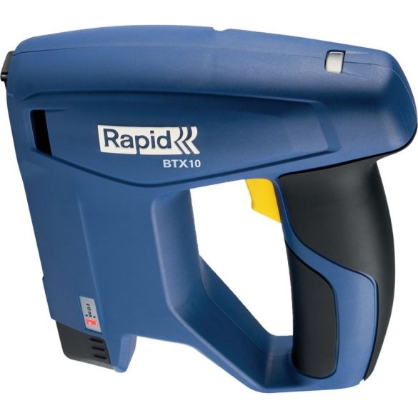 Akkumulátoros tűzőgép, Rapid BTX 10, sötétkék, 4-10 mm kapocshossz, 53-as kapcsokhoz, műanyag burkolat, acél mechanika, 3,6 V Li-Ion, USB-vel tölthető, kárpitos