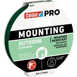   Ragasztószalag, Tesa, Mounting Pro Outdoor, 1,9 cm x 5 m, kétoldalas, kültéri, UV-álló, vízálló, erős