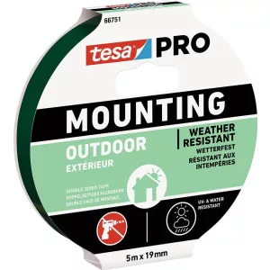 Ragasztószalag, Tesa, Mounting Pro Outdoor, 1,9 cm x 5 m, kétoldalas, kültéri, UV-álló, vízálló, erős