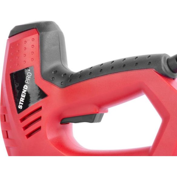 Elektromos tűzőgép, szögbelövő, Strend Pro J-123, piros/fekete, 8-14 mm kapocshossz, 53-as kapcsokhoz, 8–15 mm szeghossz, 30 lövés/perc, kárpitos