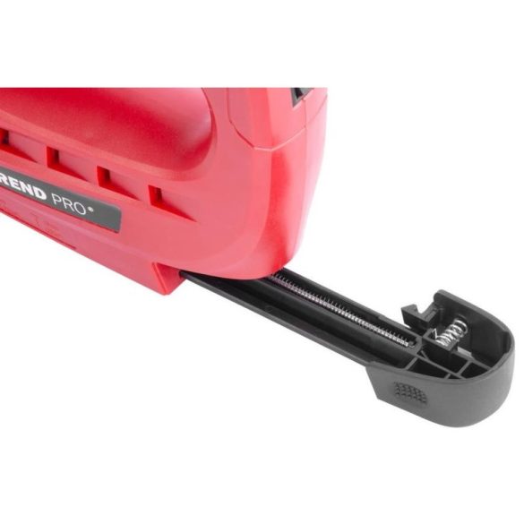 Akkumulátoros tűzőgép, szögbelövő, Strend Pro J-126, piros/fekete, 6–10 mm kapocshossz, 140-es kapcsokhoz, 10 mm szeghossz, 30 lövés/perc, 3,6 V Li-Ion, USB-vel tölthető, kárpitos