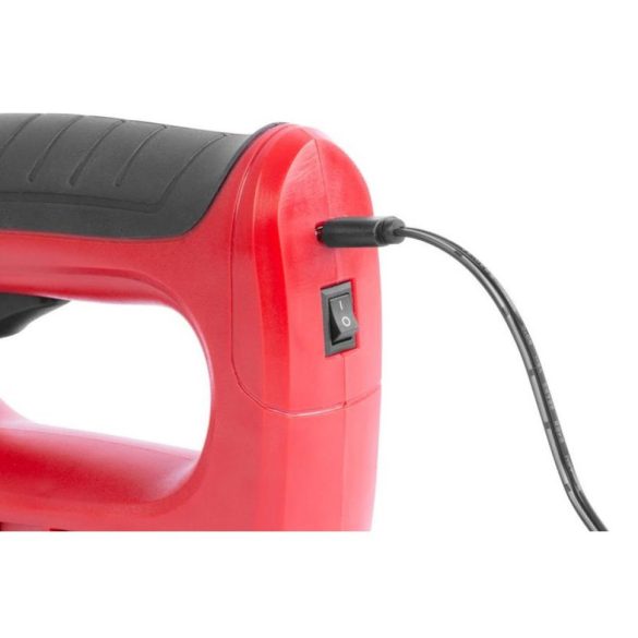 Akkumulátoros tűzőgép, szögbelövő, Strend Pro J-126, piros/fekete, 6–10 mm kapocshossz, 140-es kapcsokhoz, 10 mm szeghossz, 30 lövés/perc, 3,6 V Li-Ion, USB-vel tölthető, kárpitos